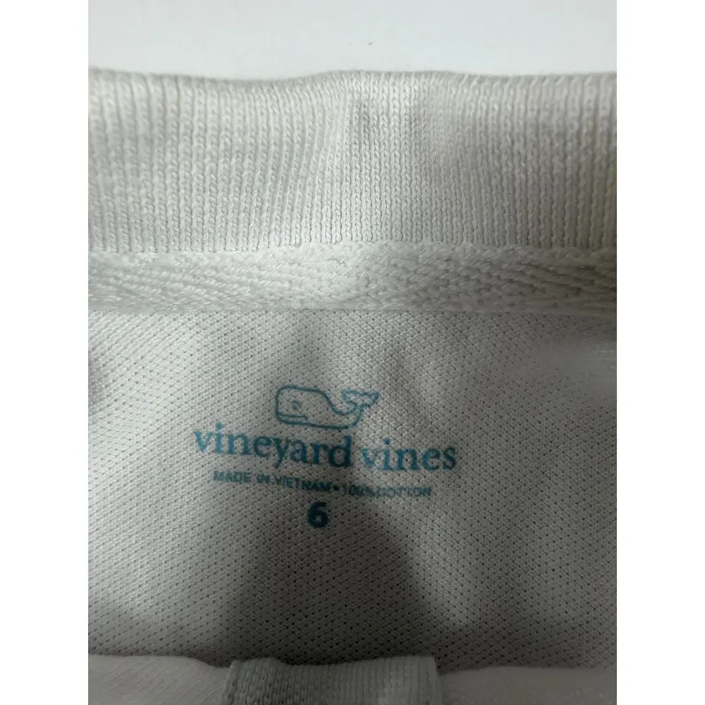 Vineyard Vines Boys Heritage Pique Polo Shirt White Whale Logo Size 6
